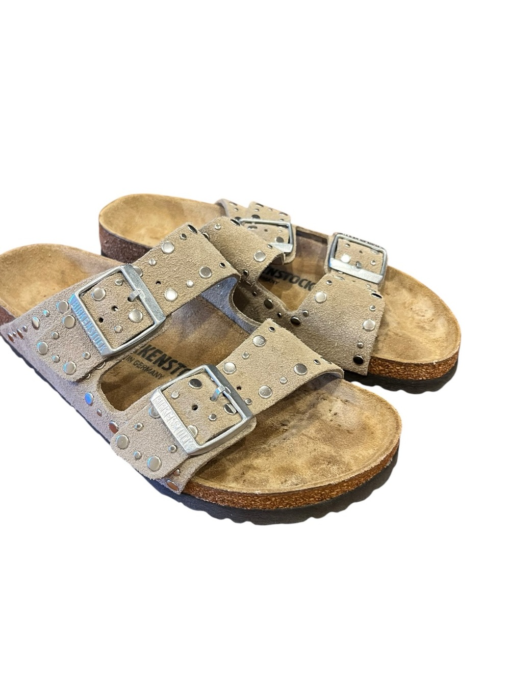 BIRKENSTOCK Taupe Arizona Rivet Sandals - Picture 2 of 8